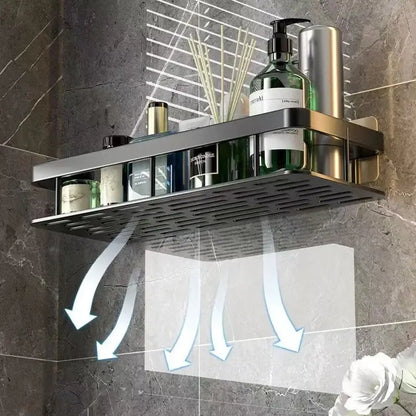 Black metal aluminum corner shelf organizer kitchen storage