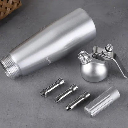 Silver metallic aluminum cream gun chantilly siphon kitchen tool