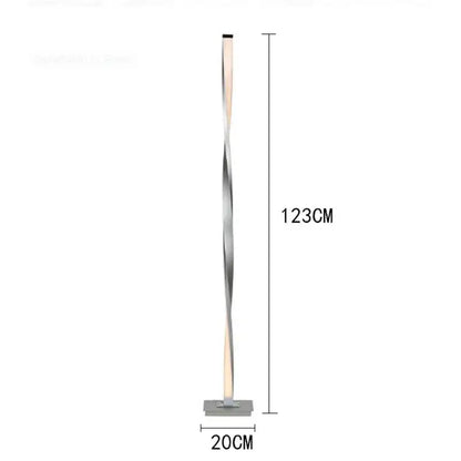 Modern golden twisted aluminum floor lamp living room led dimmable light
