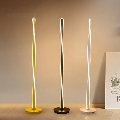 Modern golden twisted aluminum floor lamp living room led dimmable light