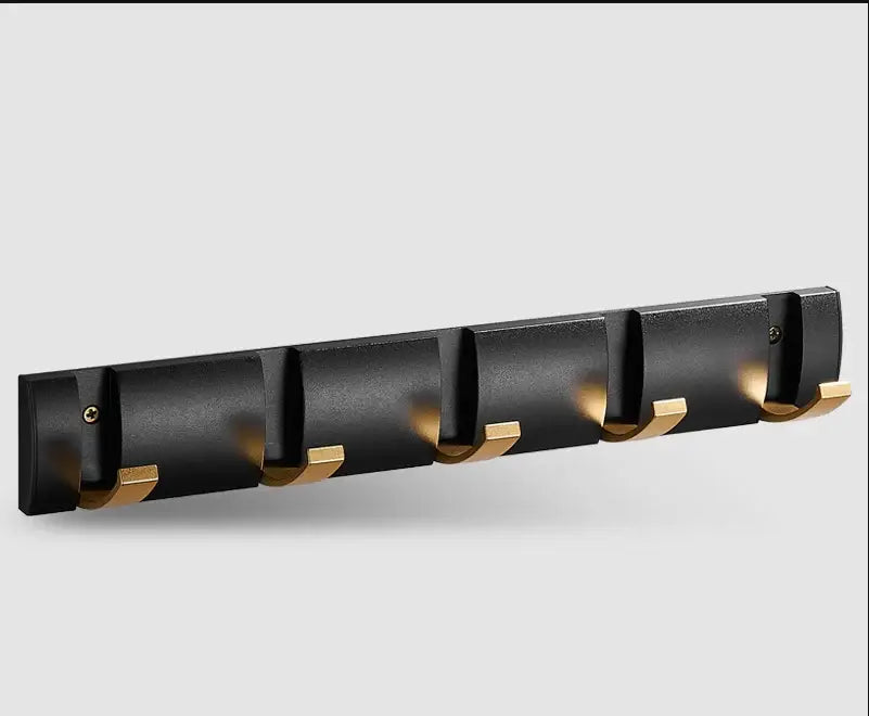 Modern black & gold aluminum folding robe hook kitchen wall rack