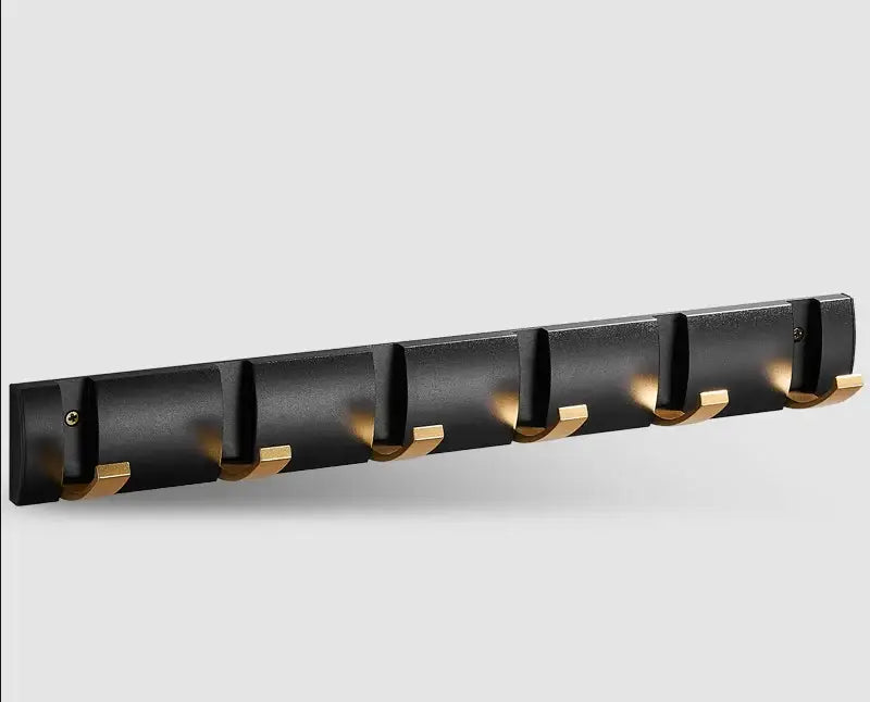 Modern black & gold aluminum folding robe hook kitchen wall rack