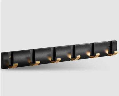 Modern black & gold aluminum folding robe hook kitchen wall rack