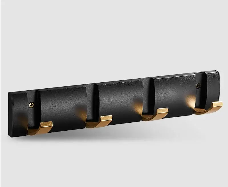 Modern black & gold aluminum folding robe hook kitchen wall rack