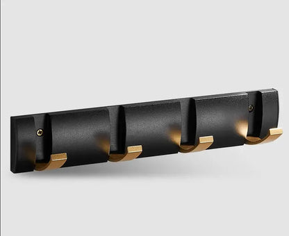Modern black & gold aluminum folding robe hook kitchen wall rack