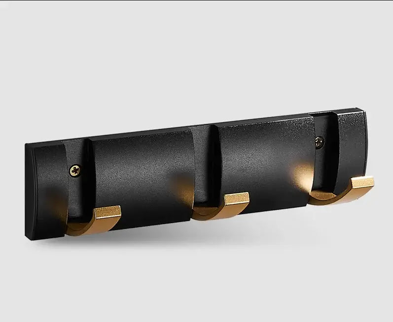 Modern black & gold aluminum folding robe hook kitchen wall rack