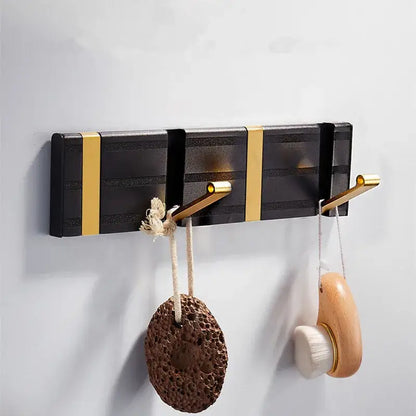 Modern black & gold aluminum folding robe hook kitchen wall rack