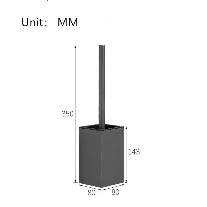 Modern gray & white rectangular toilet brush holder bathroom set