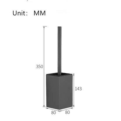 Modern gray & white rectangular toilet brush holder bathroom set