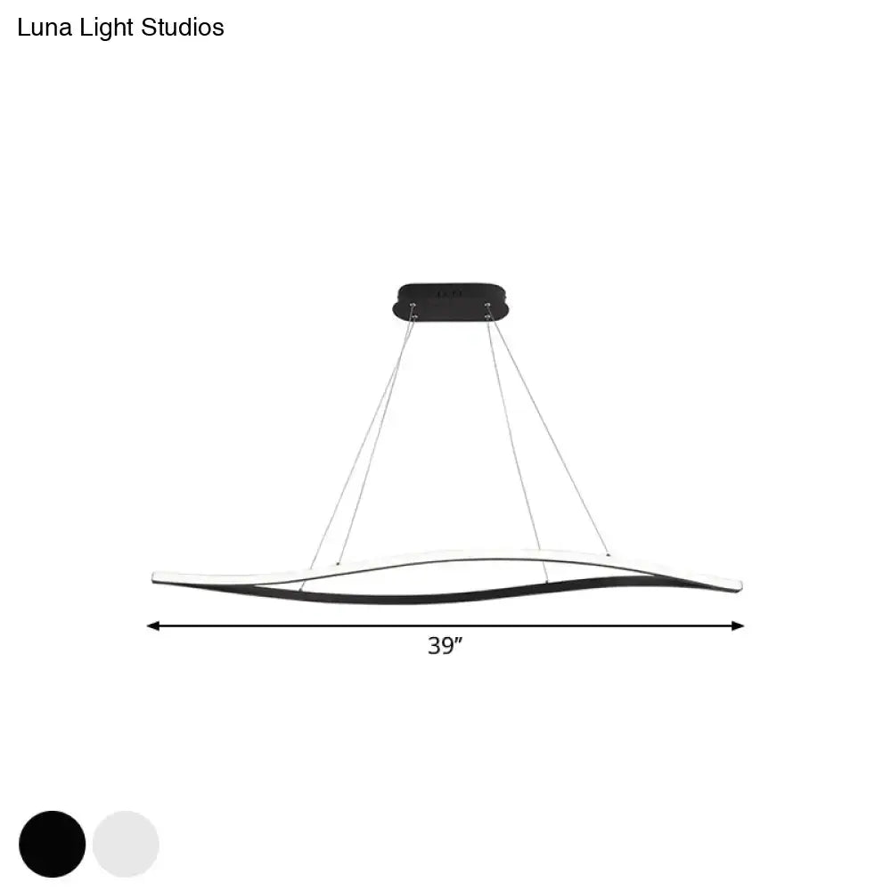 Modern aluminum leaf drop pendant – kitchen black & white light