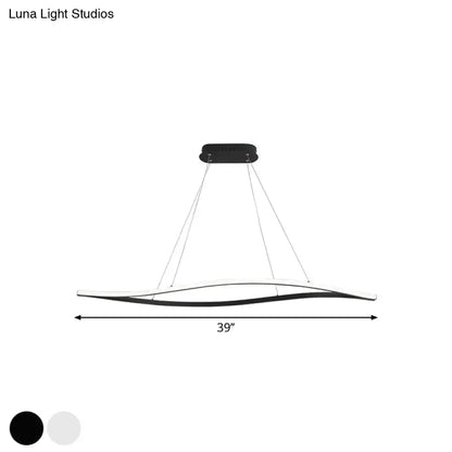 Modern aluminum leaf drop pendant – kitchen black & white light