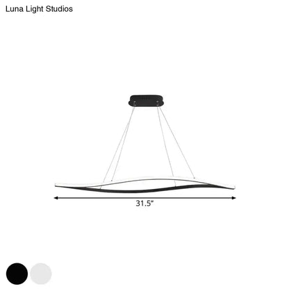 Modern aluminum leaf drop pendant – kitchen black & white light