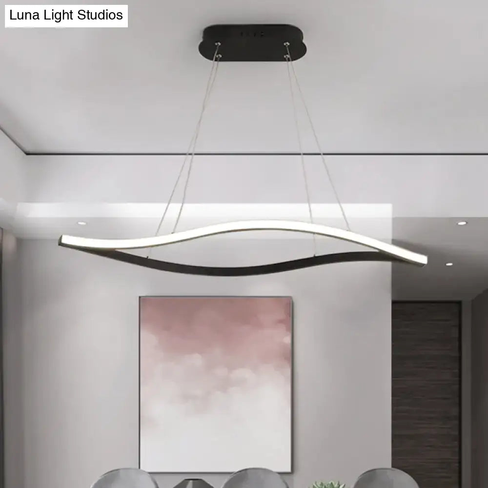Modern aluminum leaf drop pendant – kitchen black & white light