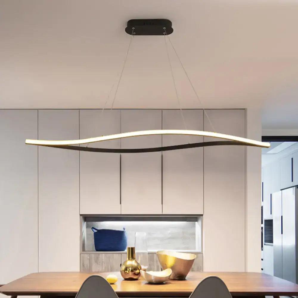 Modern aluminum leaf drop pendant – kitchen black & white light