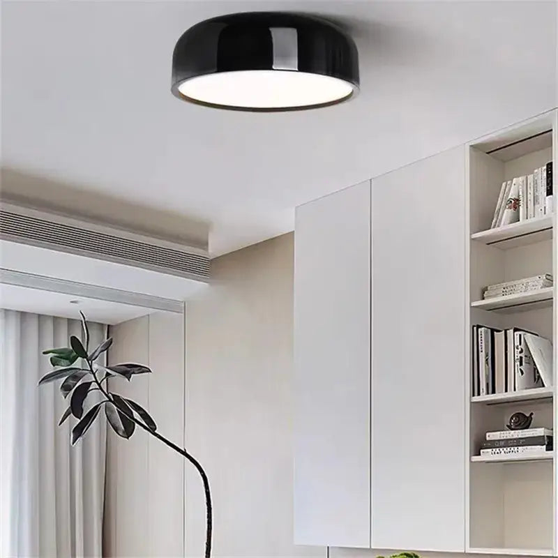 Minimalist black glossy led ceiling lamp for living room