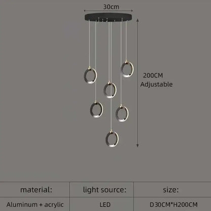 Modern minimalist aluminum led chandelier – living room hanging light