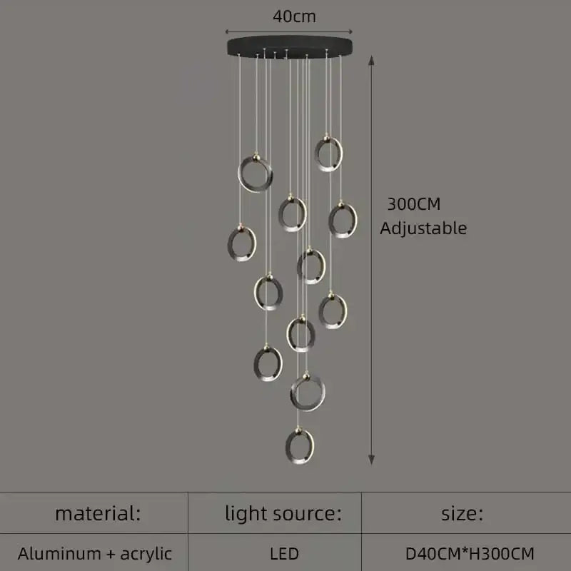 Modern minimalist aluminum led chandelier – living room hanging light