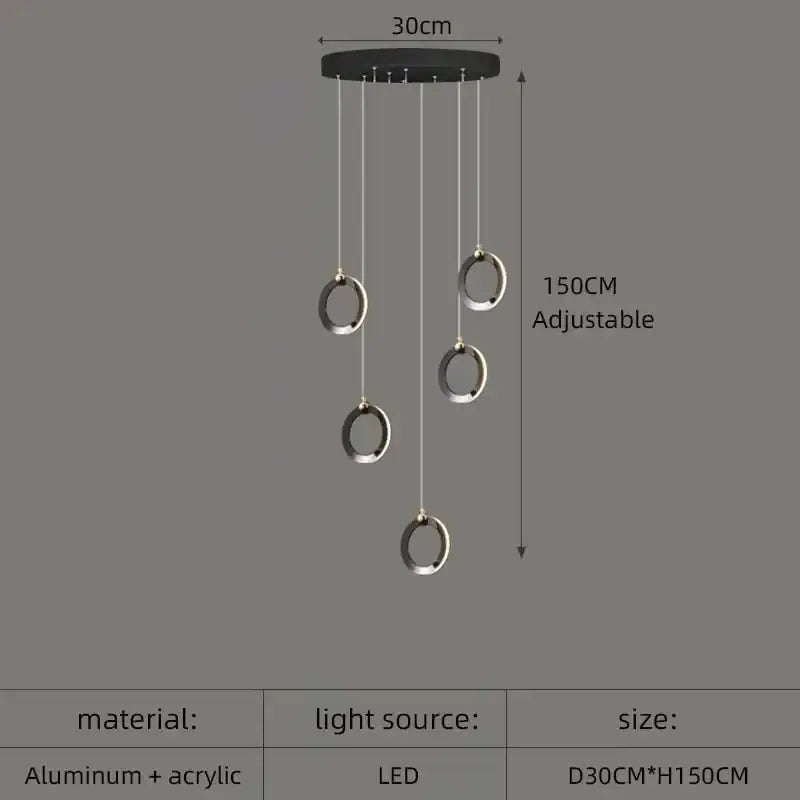 Modern minimalist aluminum led chandelier – living room hanging light