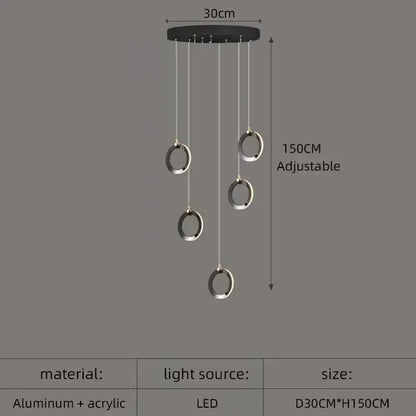 Modern minimalist aluminum led chandelier – living room hanging light