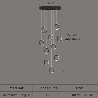 Modern minimalist aluminum led chandelier – living room hanging light