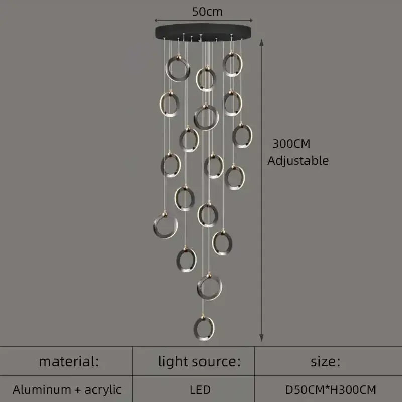 Modern minimalist aluminum led chandelier – living room hanging light