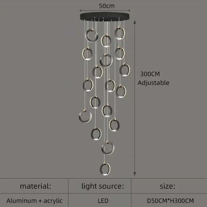 Modern minimalist aluminum led chandelier – living room hanging light