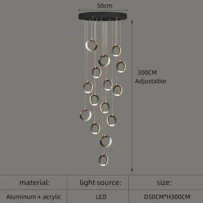 Modern minimalist aluminum led chandelier – living room hanging light