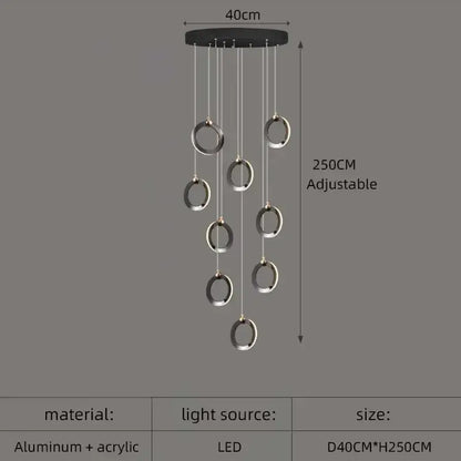 Modern minimalist aluminum led chandelier – living room hanging light