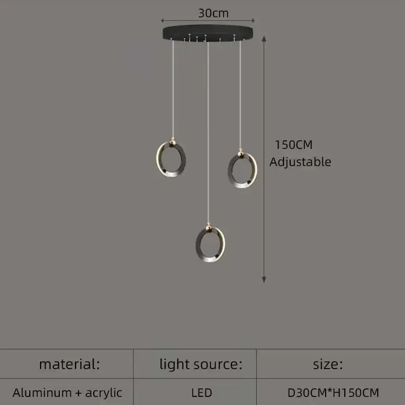 Modern minimalist aluminum led chandelier – living room hanging light