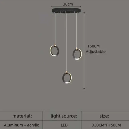 Modern minimalist aluminum led chandelier – living room hanging light