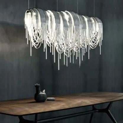 Modern silver aluminum led chandelier for living room crystal beads