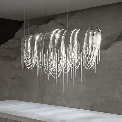 Modern silver aluminum led chandelier for living room crystal beads
