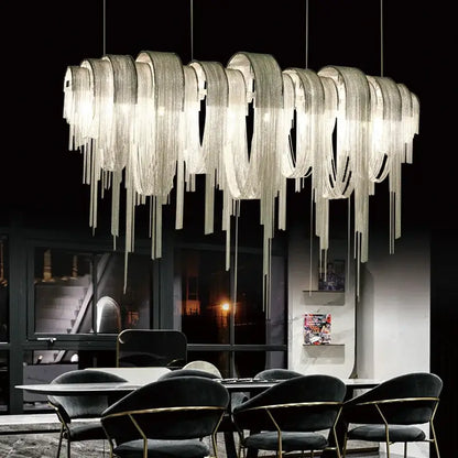 Modern silver aluminum led chandelier for living room crystal beads