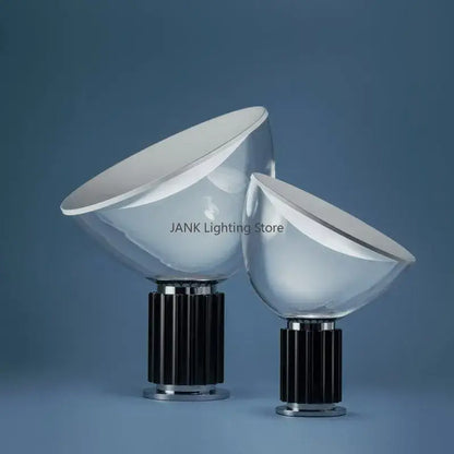 Modern fluted silver & blue glass led desk lamp bedroom lighting