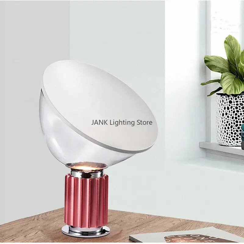 Modern fluted silver & blue glass led desk lamp bedroom lighting