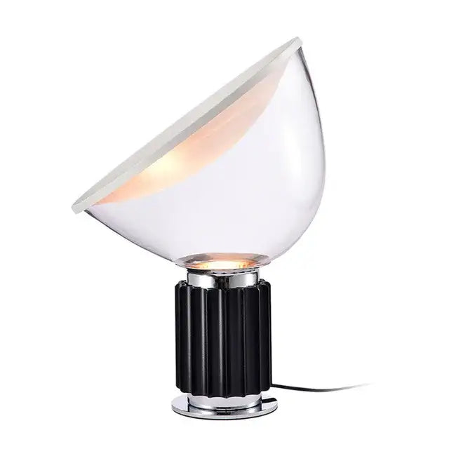 Modern fluted silver & blue glass led desk lamp bedroom lighting