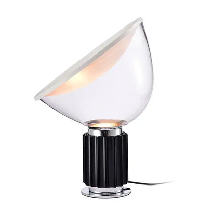 Modern fluted silver & blue glass led desk lamp bedroom lighting
