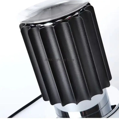 Modern fluted silver & blue glass led desk lamp bedroom lighting