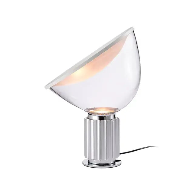 Modern fluted silver & blue glass led desk lamp bedroom lighting