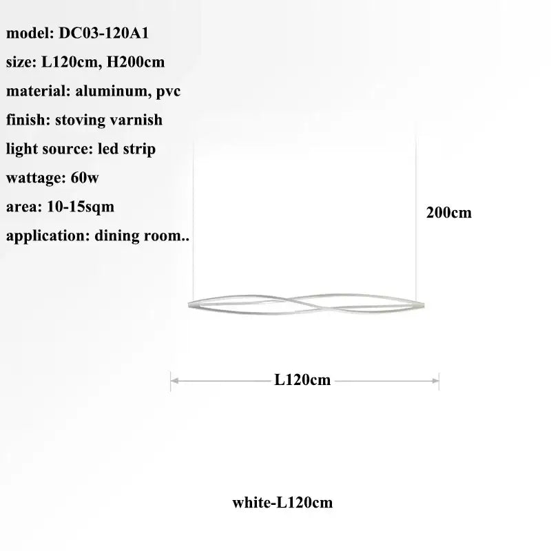 Modern silver aluminum led pendant lamp for kitchen dining island