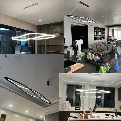 Modern silver aluminum led pendant lamp for kitchen dining island