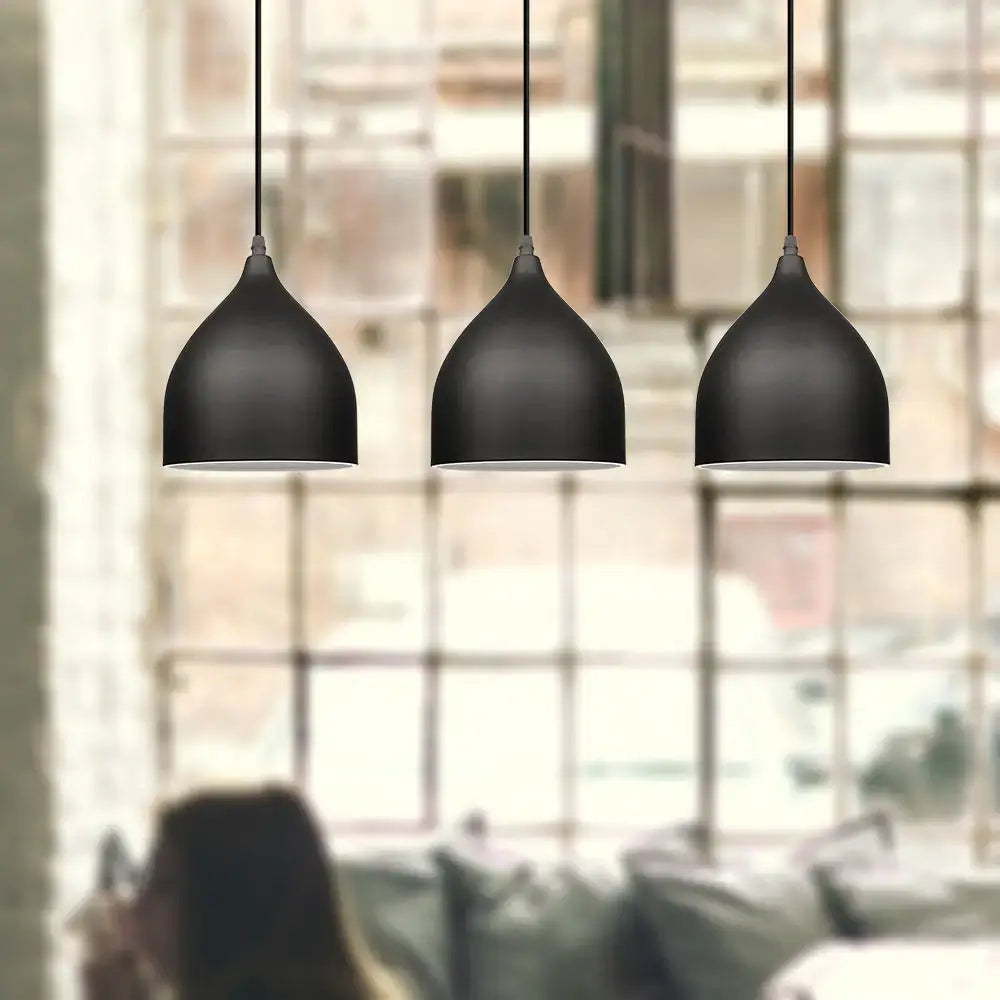 Modern matte black aluminum led pendant light kitchen teardrop shade