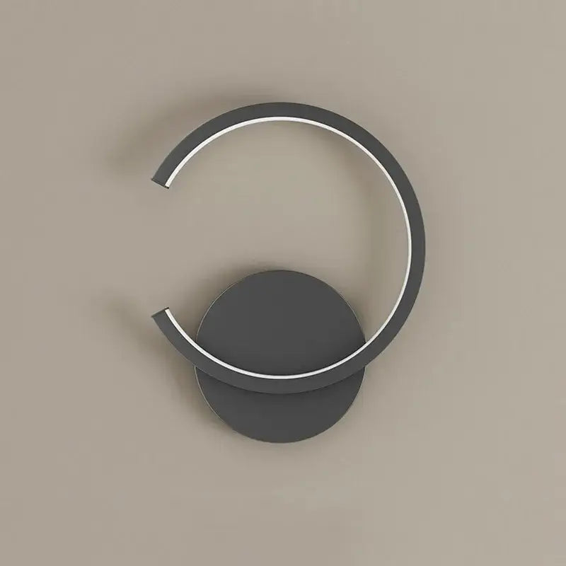 Modern black circular led wall lamp for bedroom living room