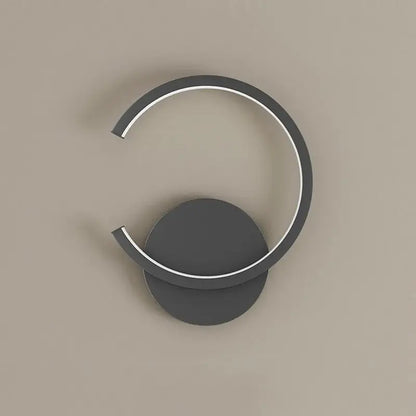 Modern black circular led wall lamp for bedroom living room