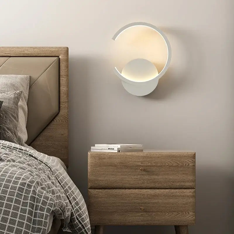 Modern black circular led wall lamp for bedroom living room