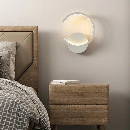 Modern black circular led wall lamp for bedroom living room