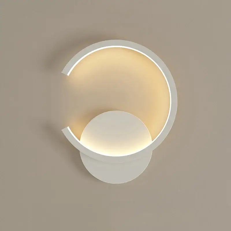 Modern black circular led wall lamp for bedroom living room