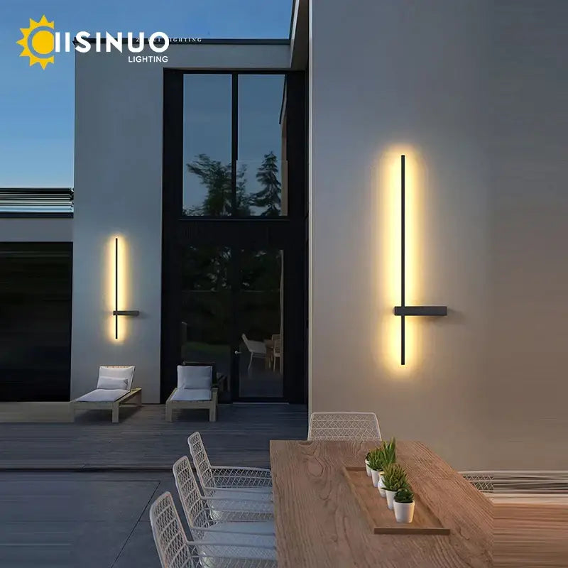 Modern minimalist black aluminum outdoor wall sconce – porch light