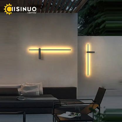 Modern minimalist black aluminum outdoor wall sconce – porch light