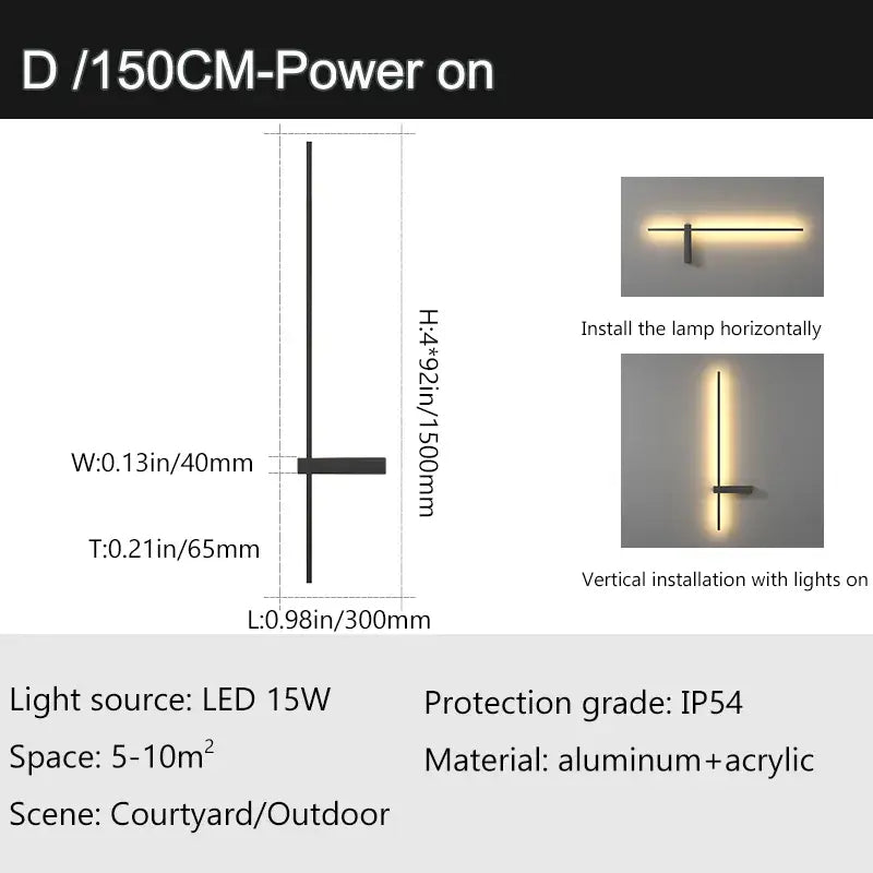 Modern minimalist black aluminum outdoor wall sconce – porch light